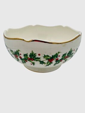 Lenox Teleflora 75th Anniversary Holly Berry Serving Bowl
